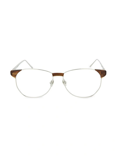 Shop Linda Farrow 56mm Cat Eye Novelty Optical Glasses In White Gold