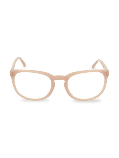 Shop Linda Farrow 53mm Square Novelty Optical Glasses In Dusky Rose