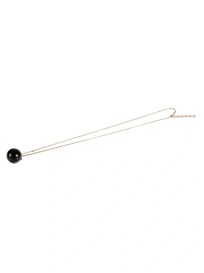 Shop Saint Laurent Sphere Pendant Box Locket Necklace In Gold/black