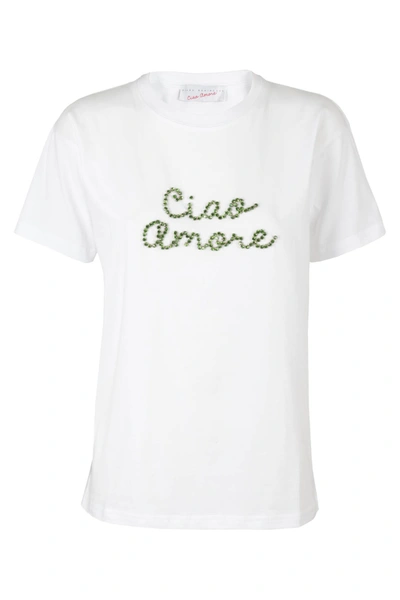 Giada Benincasa Ciao Amore Embroidered T-shirt In White | ModeSens