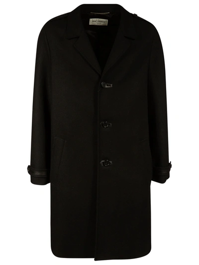 Shop Saint Laurent Classic Plain Coat In Black