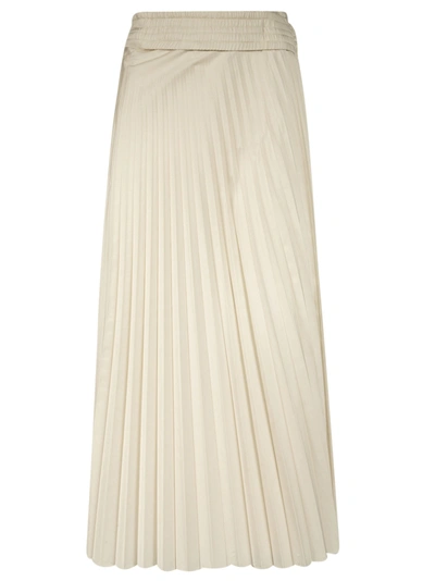 Shop Moncler Pleated Belted Skirt In White