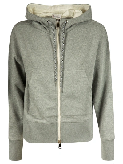 Shop Moncler Rear Logo Hooded Jacket In Grey