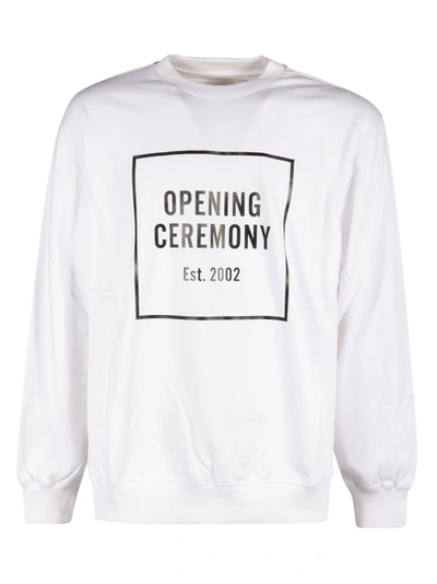 Shop Opening Ceremony Box Logo Regular Crewneck Sweatshirt In Optic White