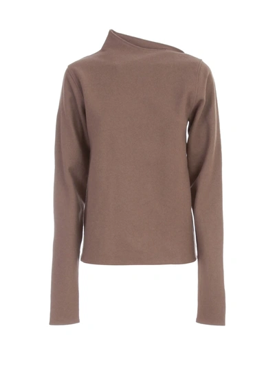 Shop Lemaire Asymetrical Collar Sweater In Truffle Brown