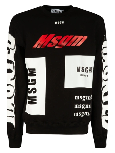 Shop Msgm Multi Logo Print Sweatshirt In Black/white/red