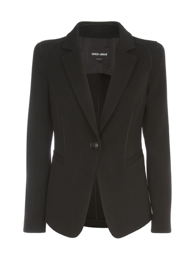 Shop Giorgio Armani Wool Single Breasted Jacket In Black
