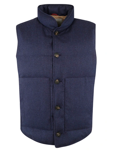 Shop Brunello Cucinelli High-neck Padded Vest In Navy