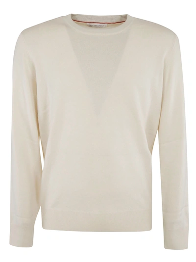 Shop Brunello Cucinelli Ribbed Plain Sweater In Ivory
