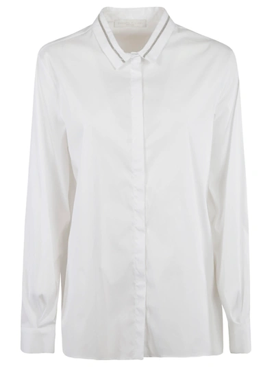 Shop Fabiana Filippi Crystal Embellished Collar Shirt In White