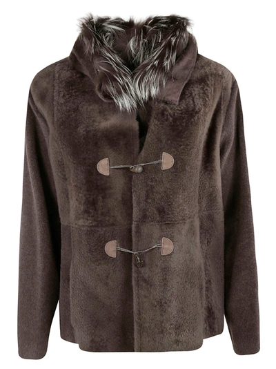 Shop Fabiana Filippi Toggle Lock Fur Coat In Brown