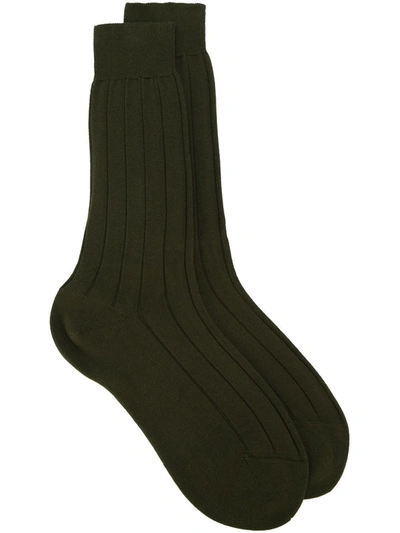 Shop Fashion Clinic Timeless Ribbed Socks In Green