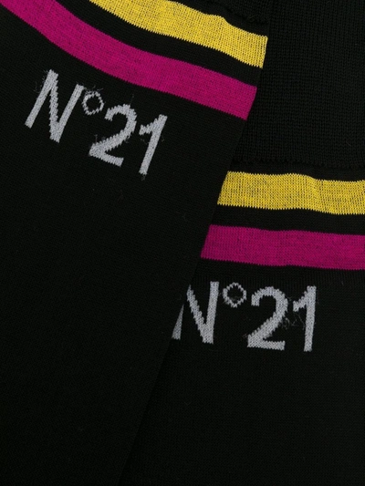 Shop N°21 Striped Logo Socks In Black