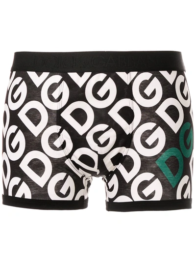 Shop Dolce & Gabbana Logo Printed Boxers In Black