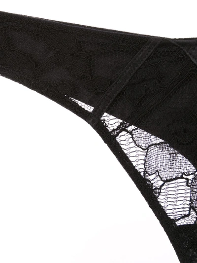 Shop Fleur Du Mal Magnolia Lace Thong In Black