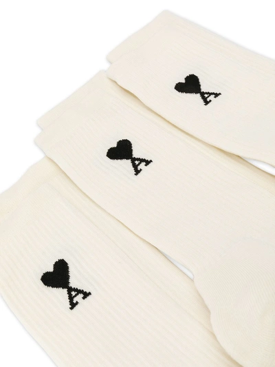 Shop Ami Alexandre Mattiussi Embroidered Logo Socks In White