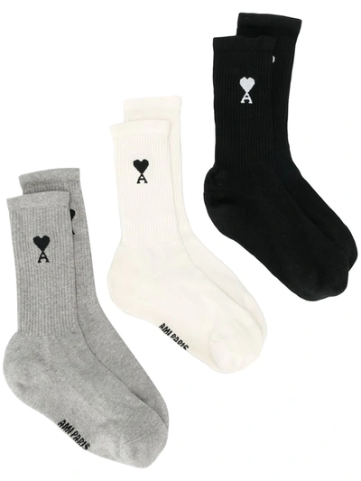 Shop Ami Alexandre Mattiussi Ami De Coeur Socks In Black