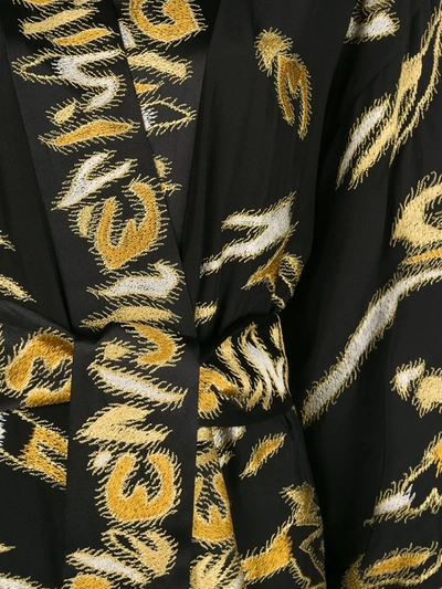 Shop Josie Natori Couture Embroidered Robe In Black