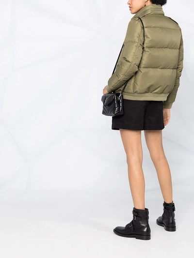 Shop Saint Laurent Padded Long-sleeve Jacket In Green