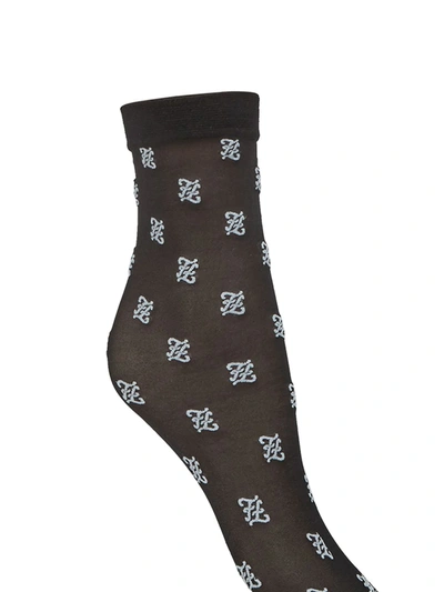 Shop Fendi Karligraphy Motif Socks In Black