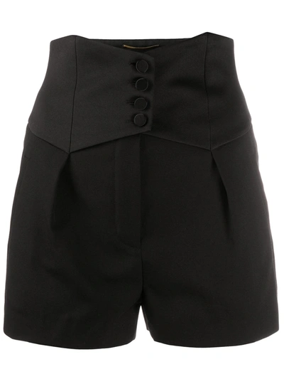 Shop Saint Laurent High Waist Shorts In Black
