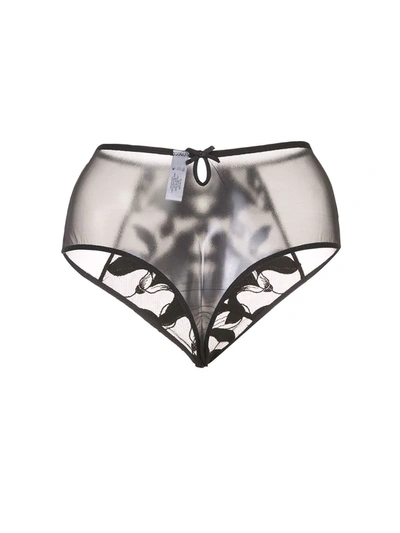 Shop Fleur Du Mal Lily High-waisted Thong In Black