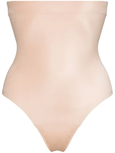 Shop Spanx Suit Your Fancy High-waisted Thong In Neutrals