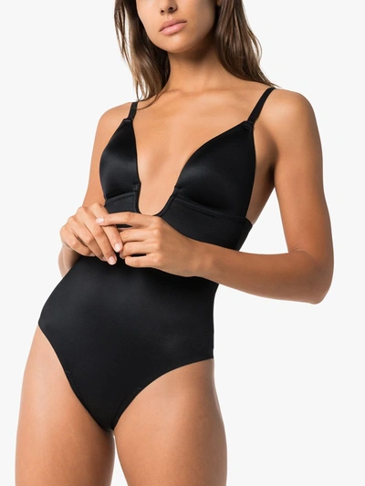 Suit Your Fancy Plunge Low-Back Thong Bodysuit