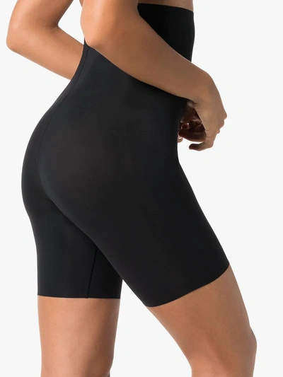 Shop Spanx Thinstincts High-waisted Mid-thigh Shorts In Black