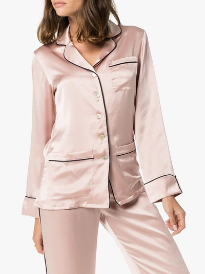 Shop Olivia Von Halle Coco Two-piece Pyjama Set  In Pink