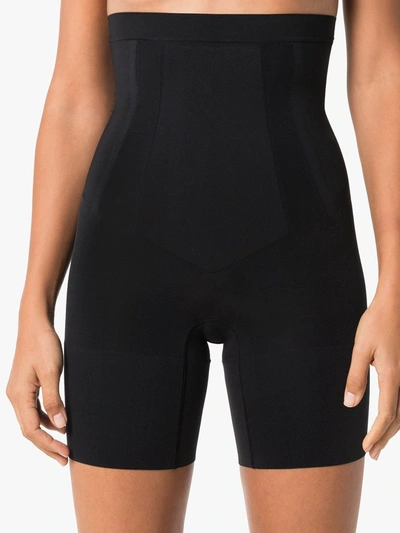 Shop Spanx Oncore High-waisted Mid-thigh Shorts In Black