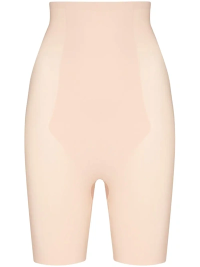Shop Spanx Thinstincts Mid-thigh Shorts In Neutrals
