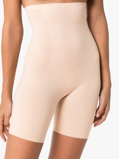 Shop Spanx Thinstincts Mid-thigh Shorts In Neutrals