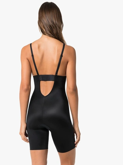 Shop Spanx Suit Your Fancy Plunge Low-back Mid-thigh Bodysuit In Black