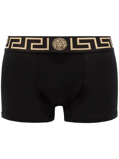 Shop Versace Greca Border Boxer Briefs In Black