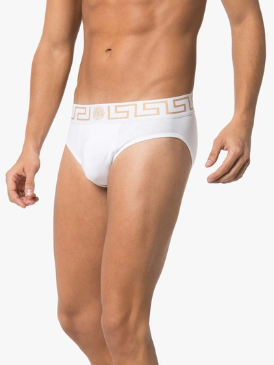 Versace Greca Border Briefs In White