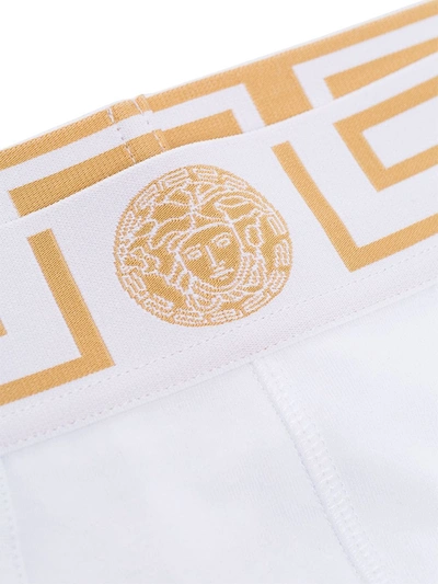 Shop Versace Greca Border Briefs In White