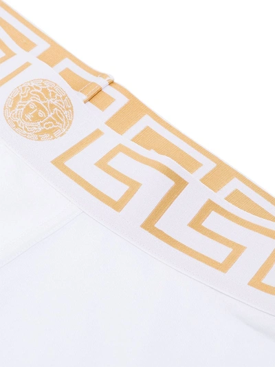 Shop Versace Greco Boxer Briefs In White