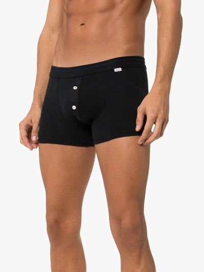 Shop Schiesser Karl-heinz Cotton Boxer Shorts In Black