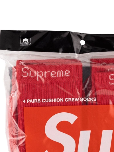 Supreme Logo Embroidered Socks In Red