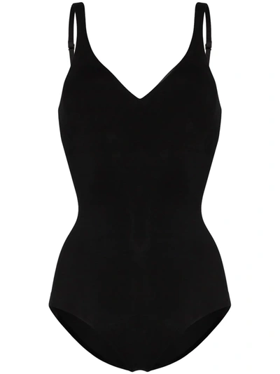 Shop Wolford Shaping V-neck Bodysuit In Black