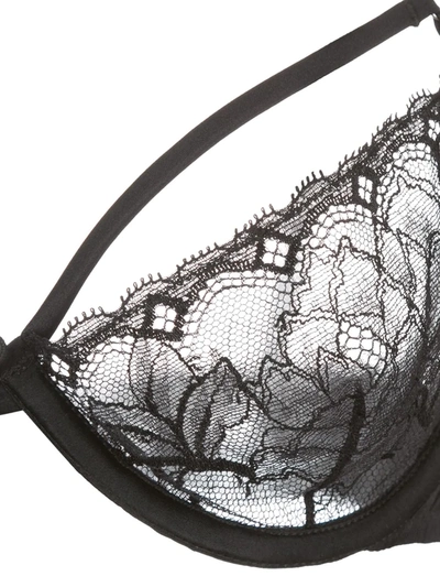 Shop Fleur Du Mal Gardenia Lace Demi Bra In Black