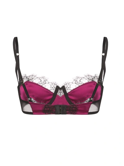 Shop Kiki De Montparnasse Lace Inset Balconette Bra In Purple