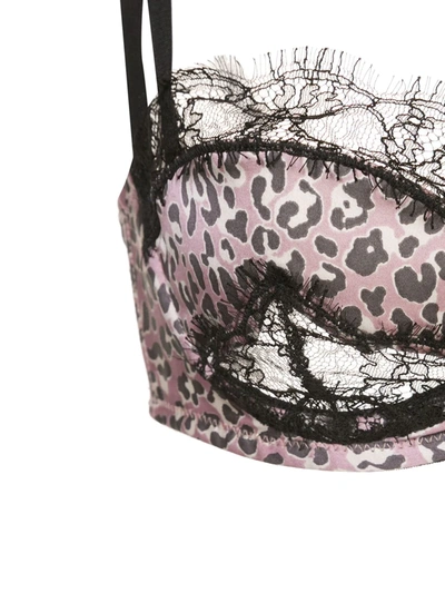 Shop Kiki De Montparnasse Leopard Print Silk Balconette Bra In Black