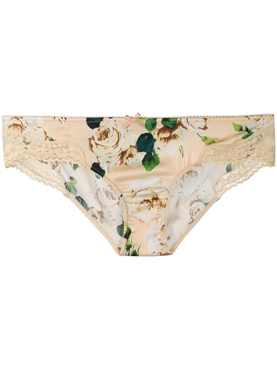 Shop Dolce & Gabbana Floral Print Briefs In Neutrals