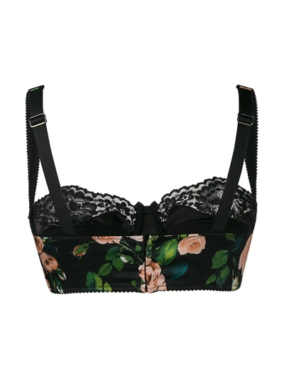 Shop Dolce & Gabbana Floral-print Bra In Black