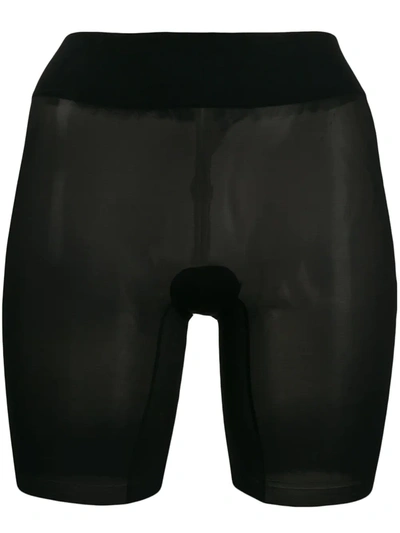Shop Wolford Sheer Seamless Shorts In Black