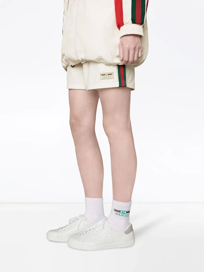 Shop Gucci Logo Detail Ankle Socks In White