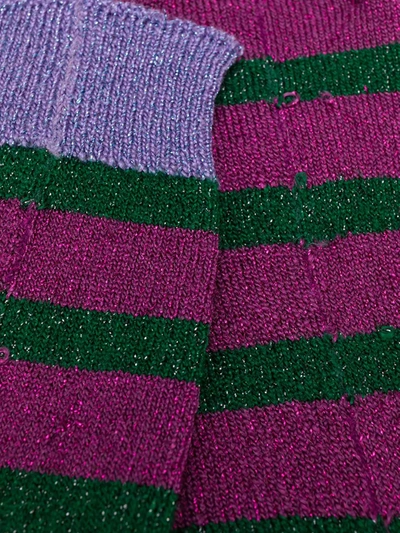 Shop La Doublej Glitter-effect Striped Socks In Pink