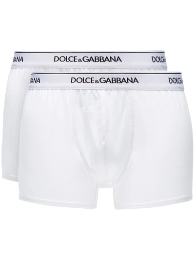 Shop Dolce & Gabbana Logo Waistband Boxer Shorts In White